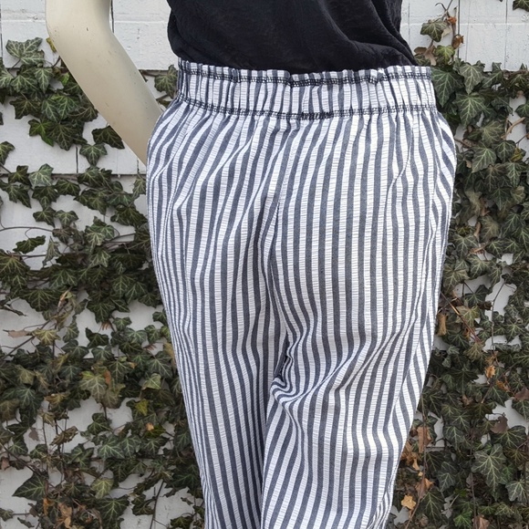 90s High Waisted Striped Pants Cropped Seersucker - Picture 2 of 8